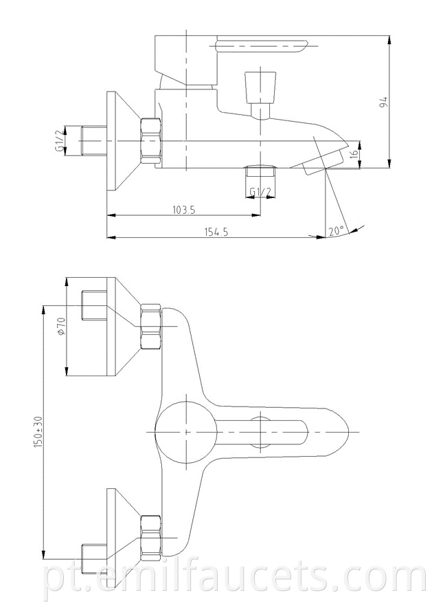 bathtub mixer tap with shower